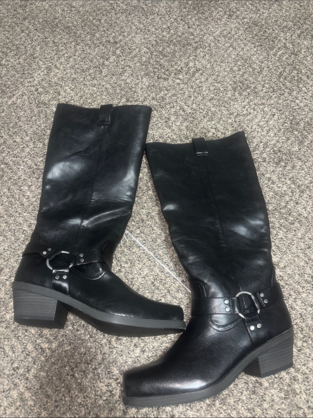Universal Thread Black Mid-Calf Harness Heeled Boots target brand
